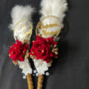 Fluffy White Elegance Nikah Pen Set for Couples-maroon-2