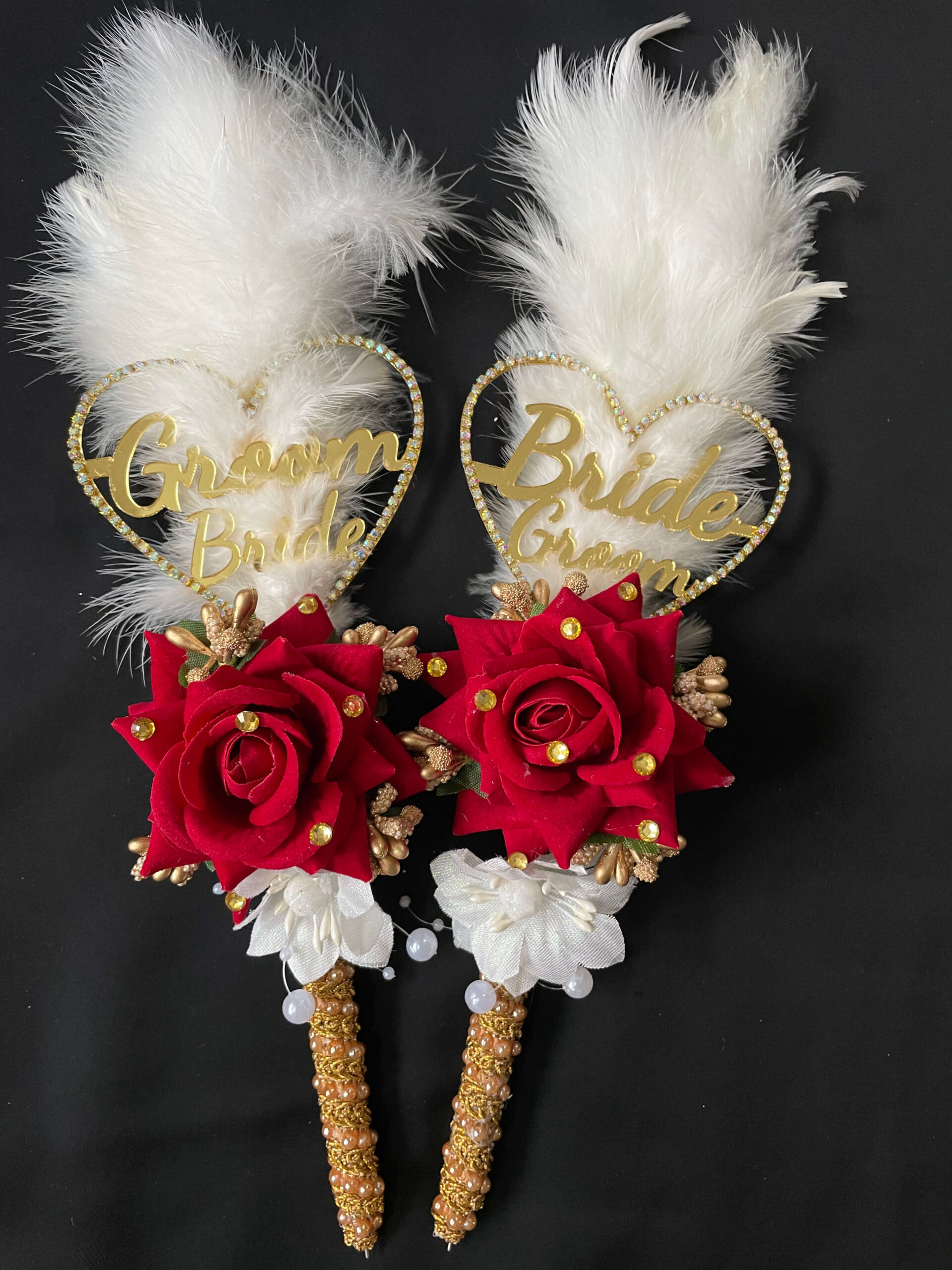 IMG_6147 Fluffy White Feather Nikah Pen Set with Custom Names-maroon-3
