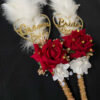 Fluffy White Feather Nikah Pen Set with Custom Names-maroon-1