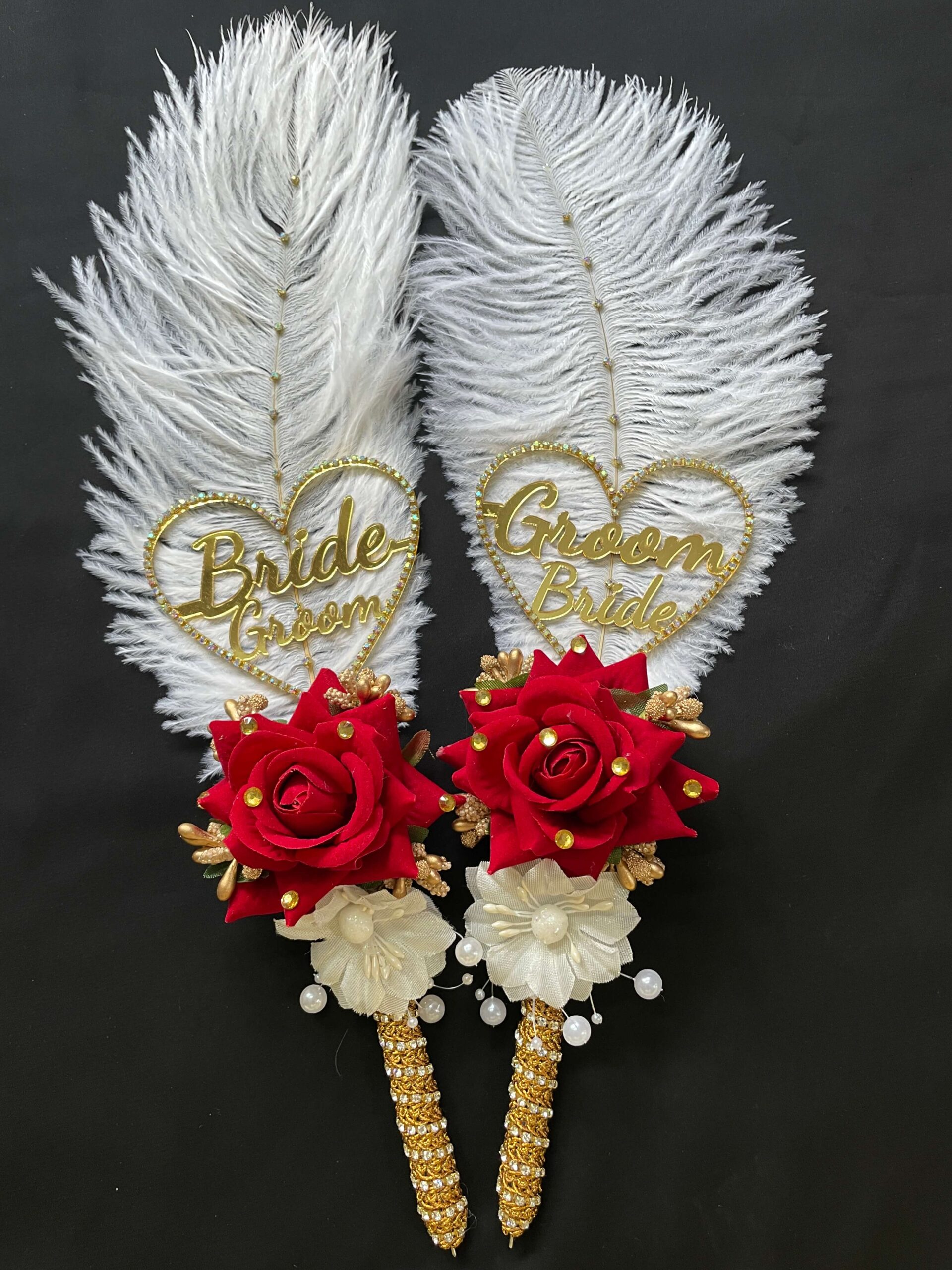 IMG_6238 Heart-Shaped Ostrich Feather Nikah Pen Set-maroon-3