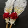 Heart-Shaped Ostrich Feather Nikah Pen Set-maroon-2