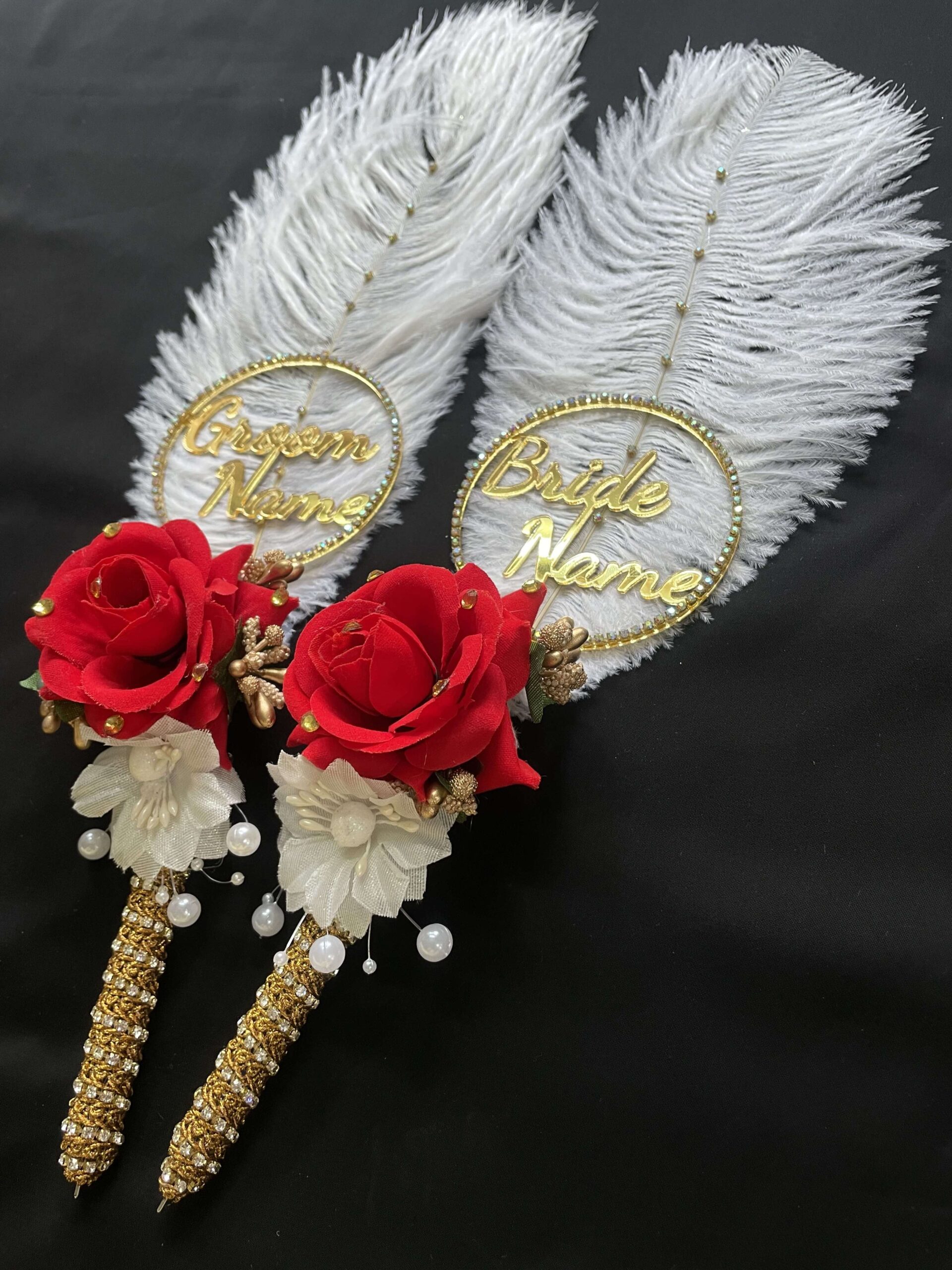 Round Elegance Nikah Pen Set for Couple-red-2